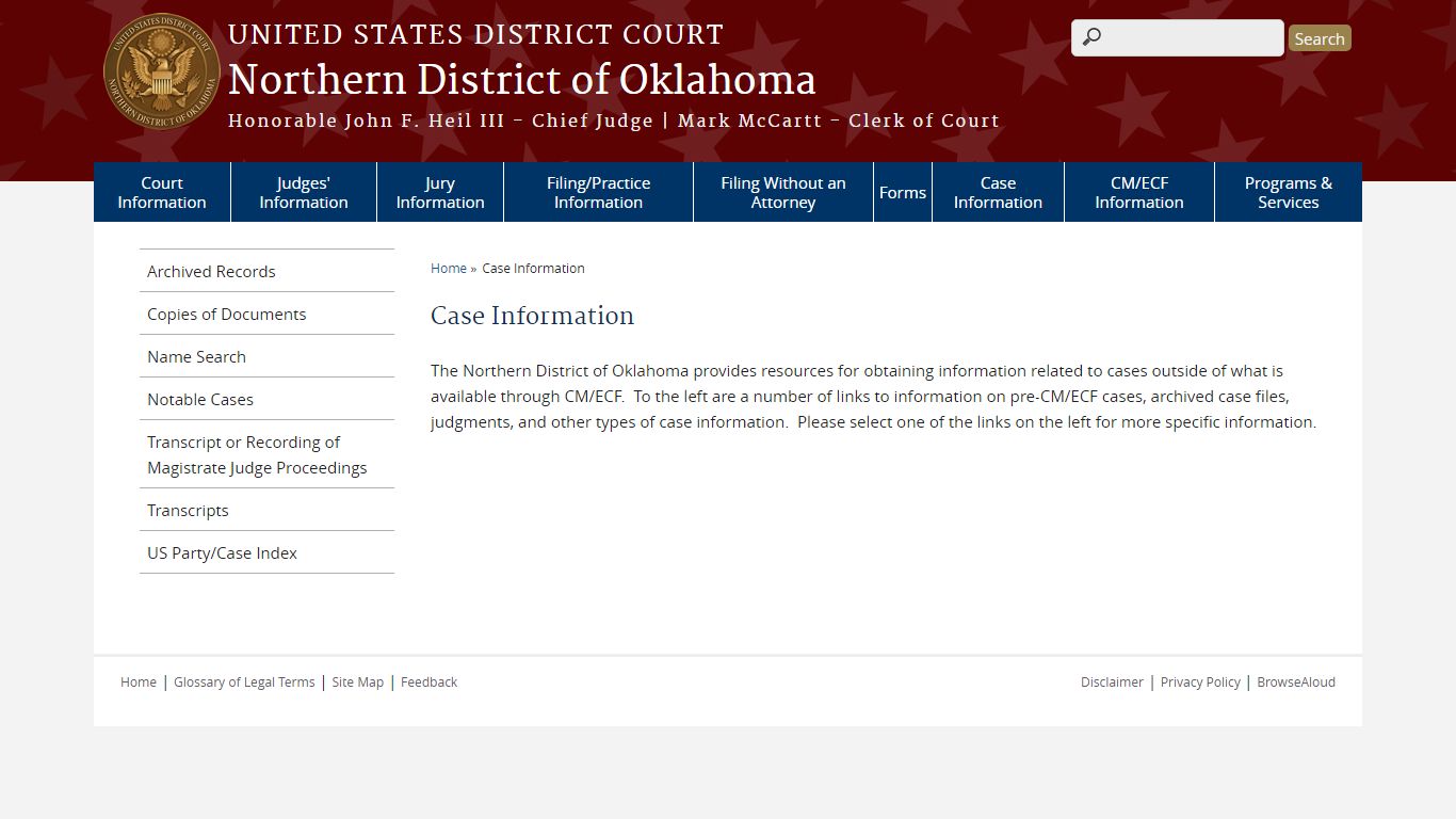 Case Information | Northern District of Oklahoma | United States ...